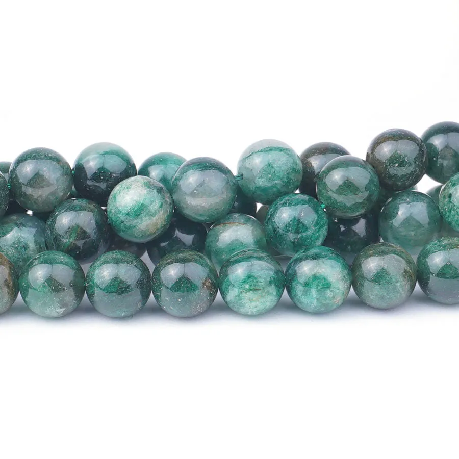 10mm Green Mica Round - 15-16 Inch