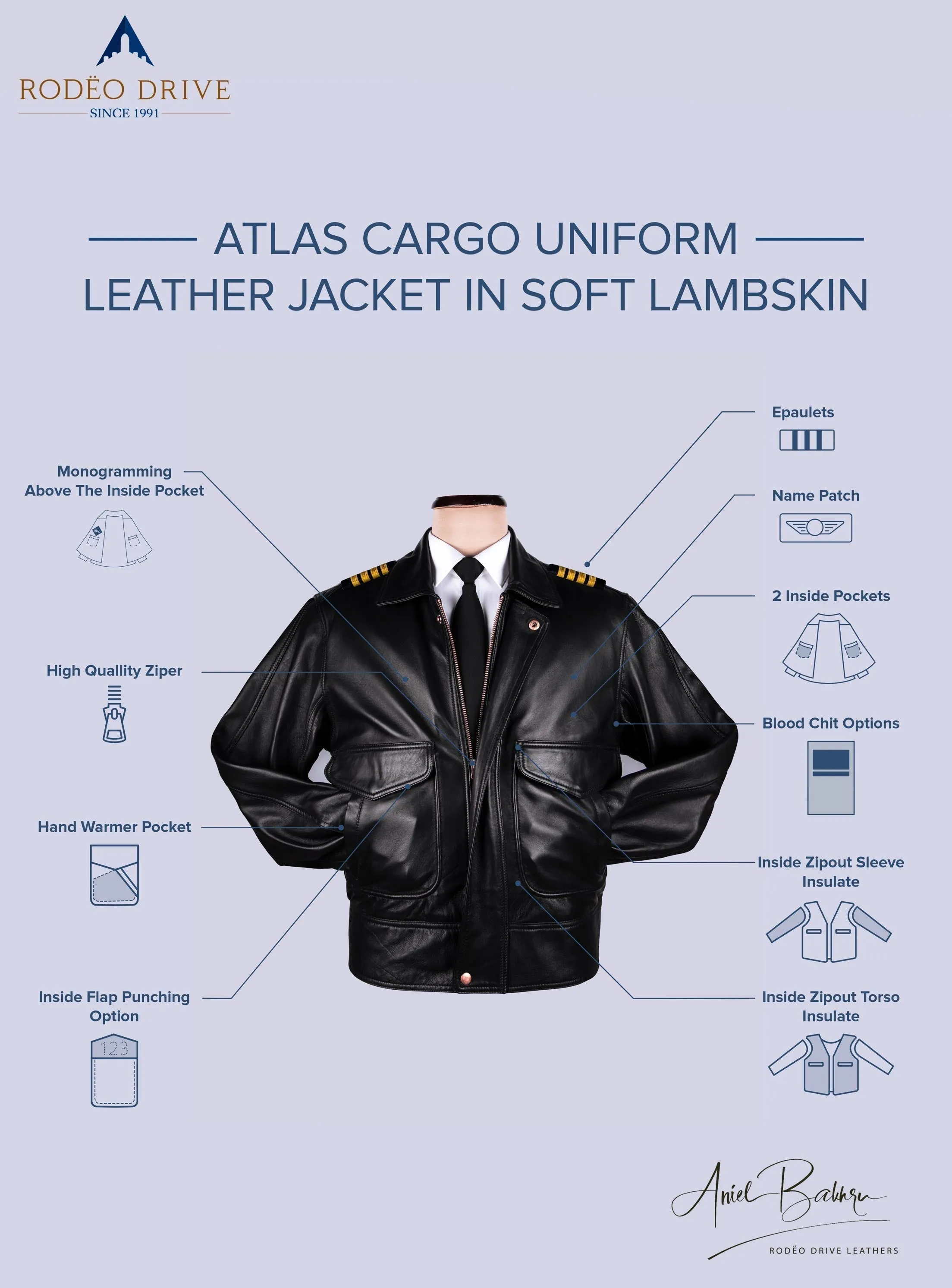 AIR WISCONSIN UNIFORM LEATHER JACKETS MEN