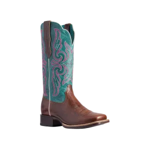 Ariat Women's Primera Barrel Brown & Teal Stretchfit Boots