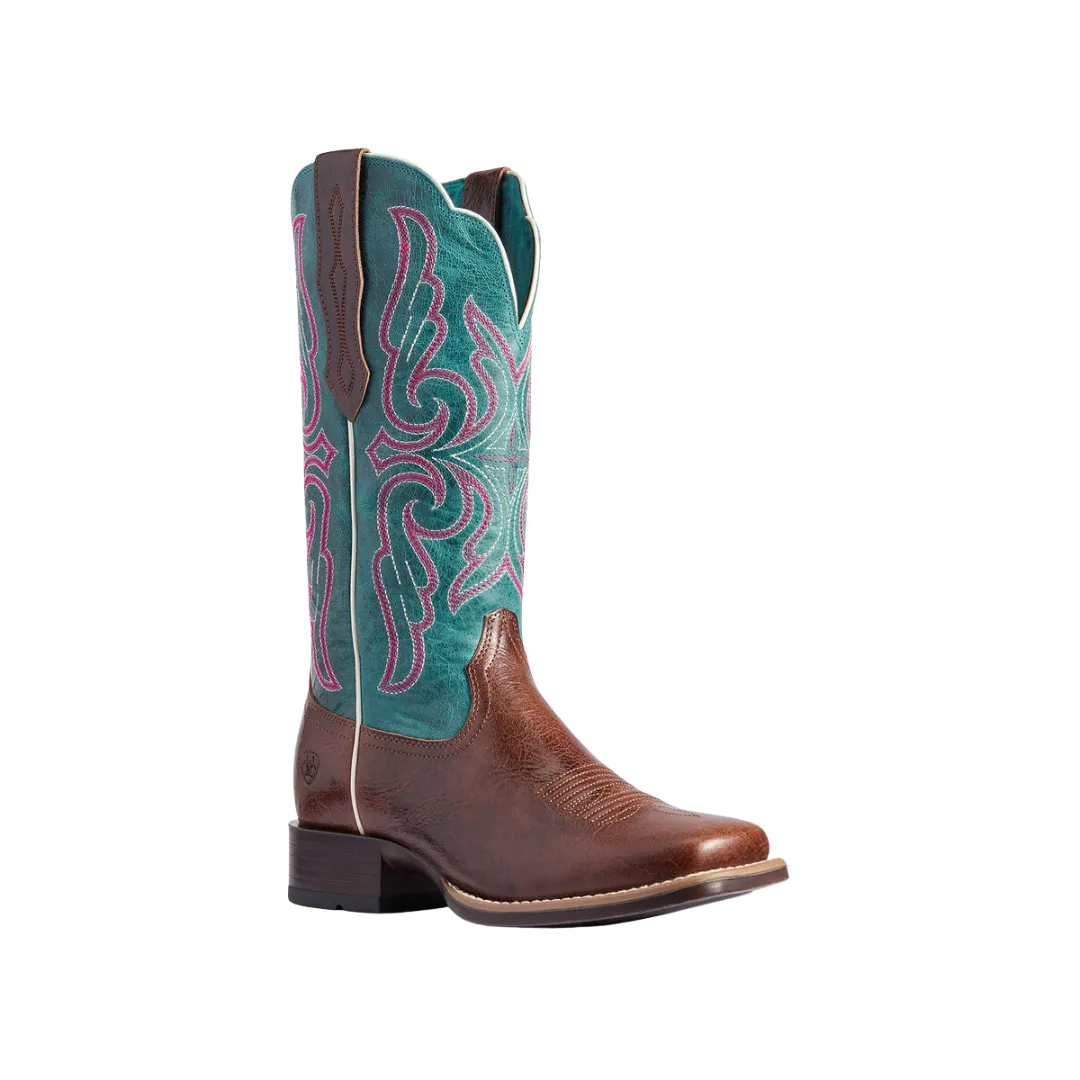 Ariat Women's Primera Barrel Brown & Teal Stretchfit Boots