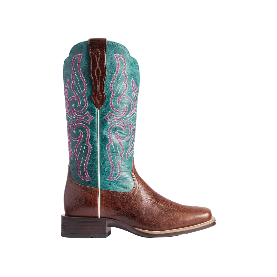 Ariat Women's Primera Barrel Brown & Teal Stretchfit Boots