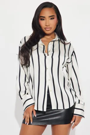 Bayside Satin Shirt - White/Black