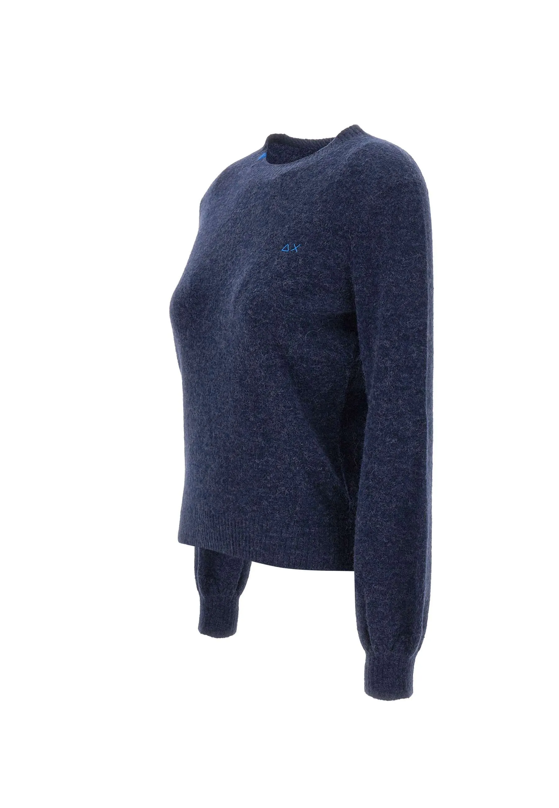 Blue Wool and Alpaca Balloon Sleeve Sweater