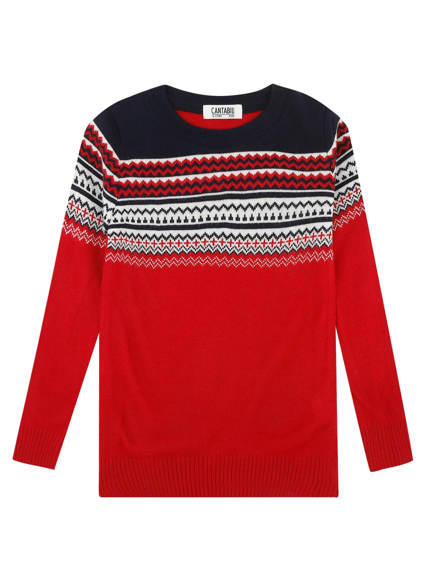 Boys Casual Red Full Sleeve Pullover Sweater