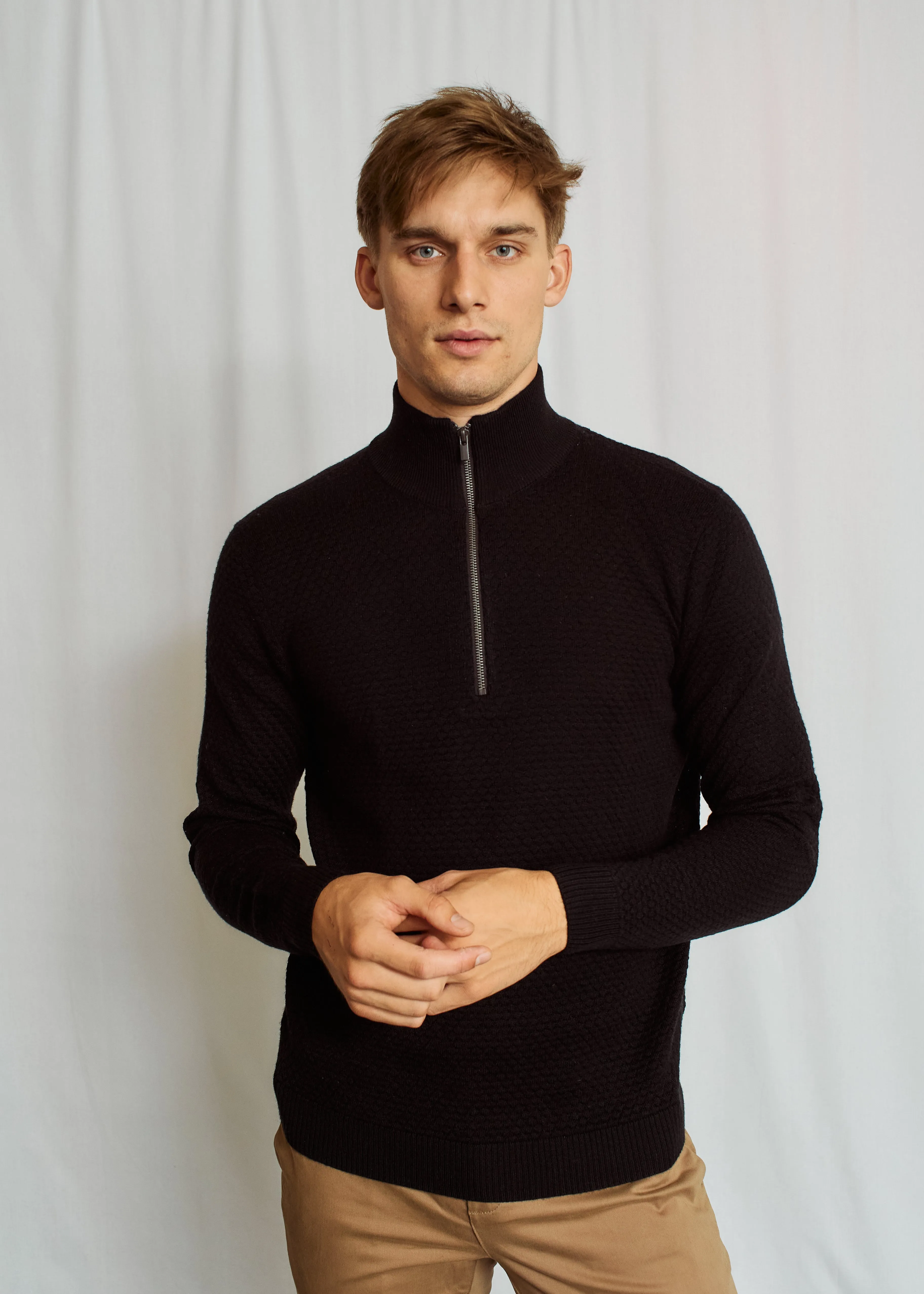 Bruun & Stengade Sweater 1/2 Zip | Black