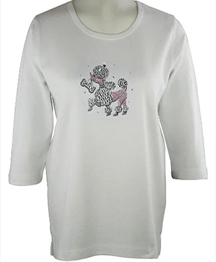 Christine Alexander - Pink Poodle, Scoop Neck Top with Swarovski Crystal Accents