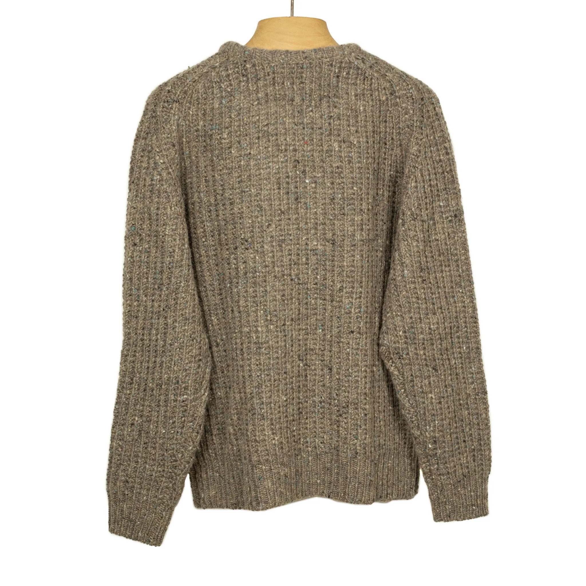 Chunky rib Irish Donegal wool sweater in "Mollusk Taupe"