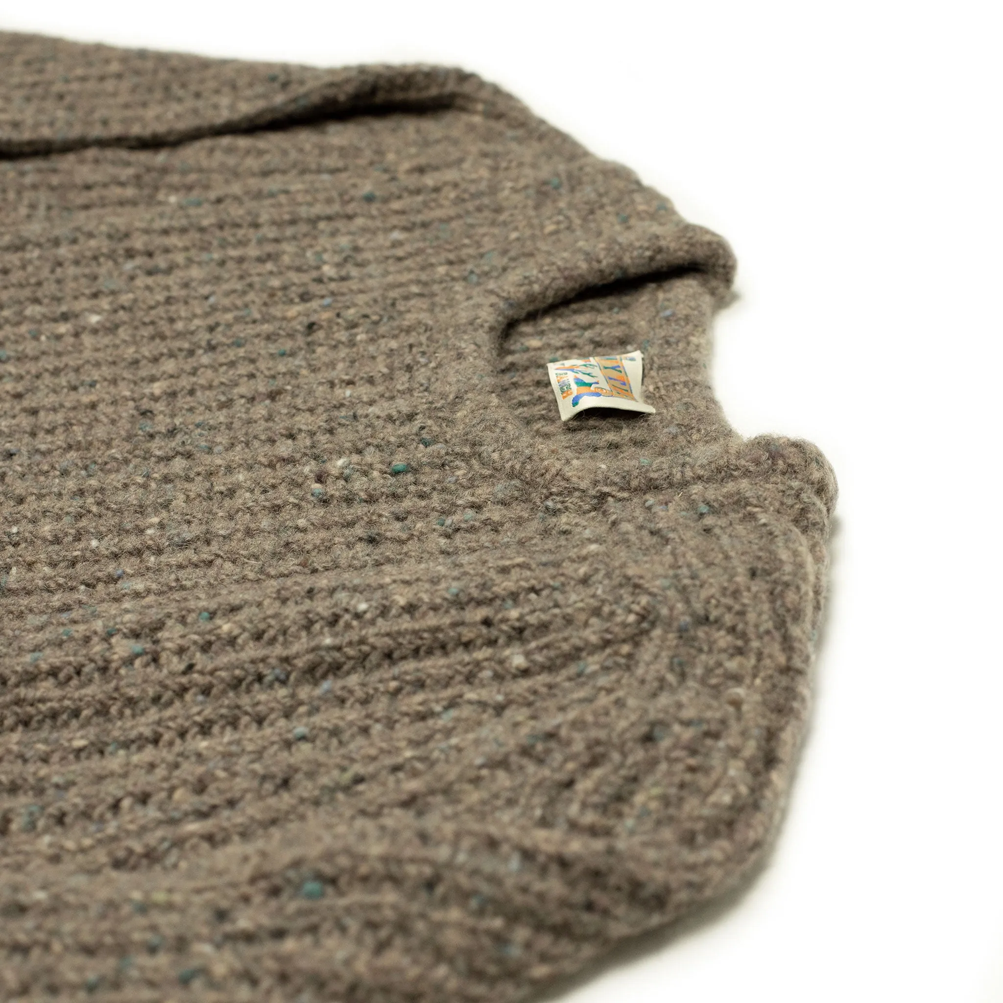 Chunky rib Irish Donegal wool sweater in "Mollusk Taupe"