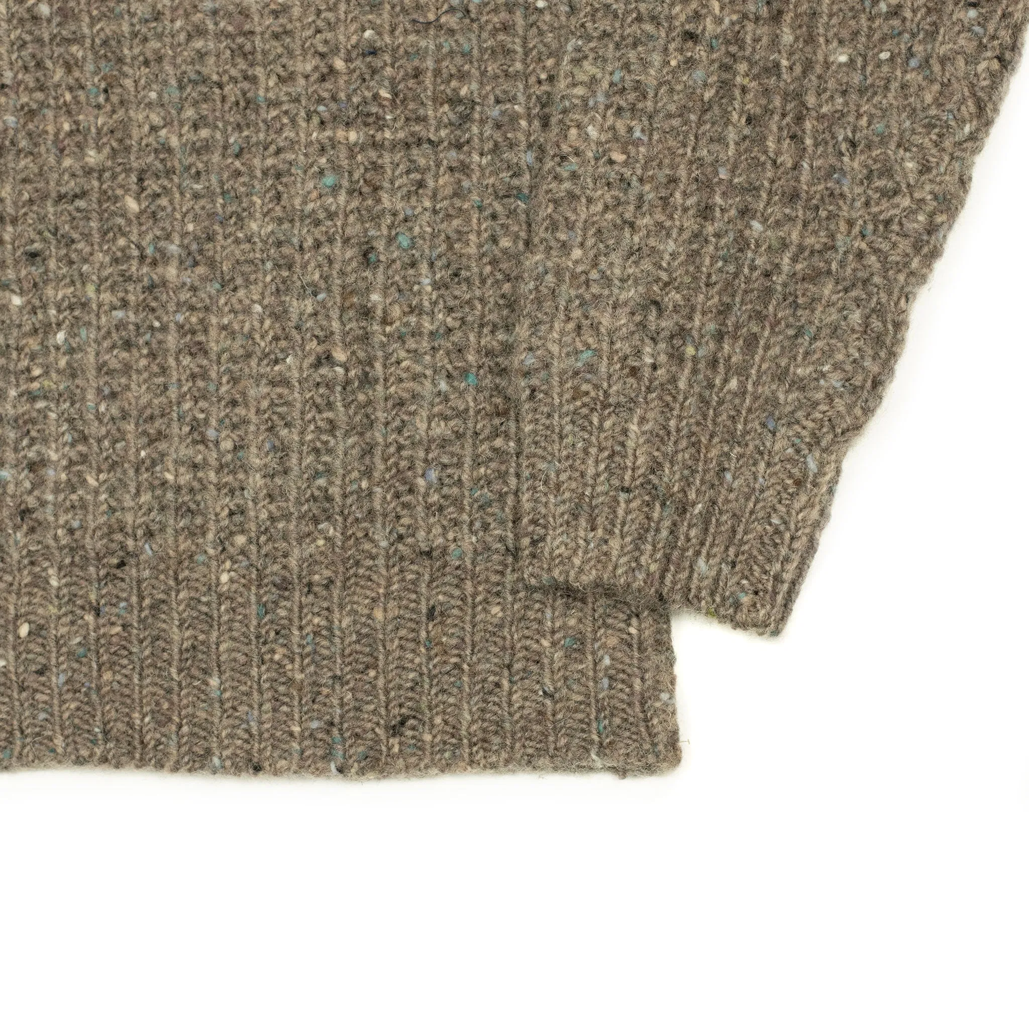 Chunky rib Irish Donegal wool sweater in "Mollusk Taupe"