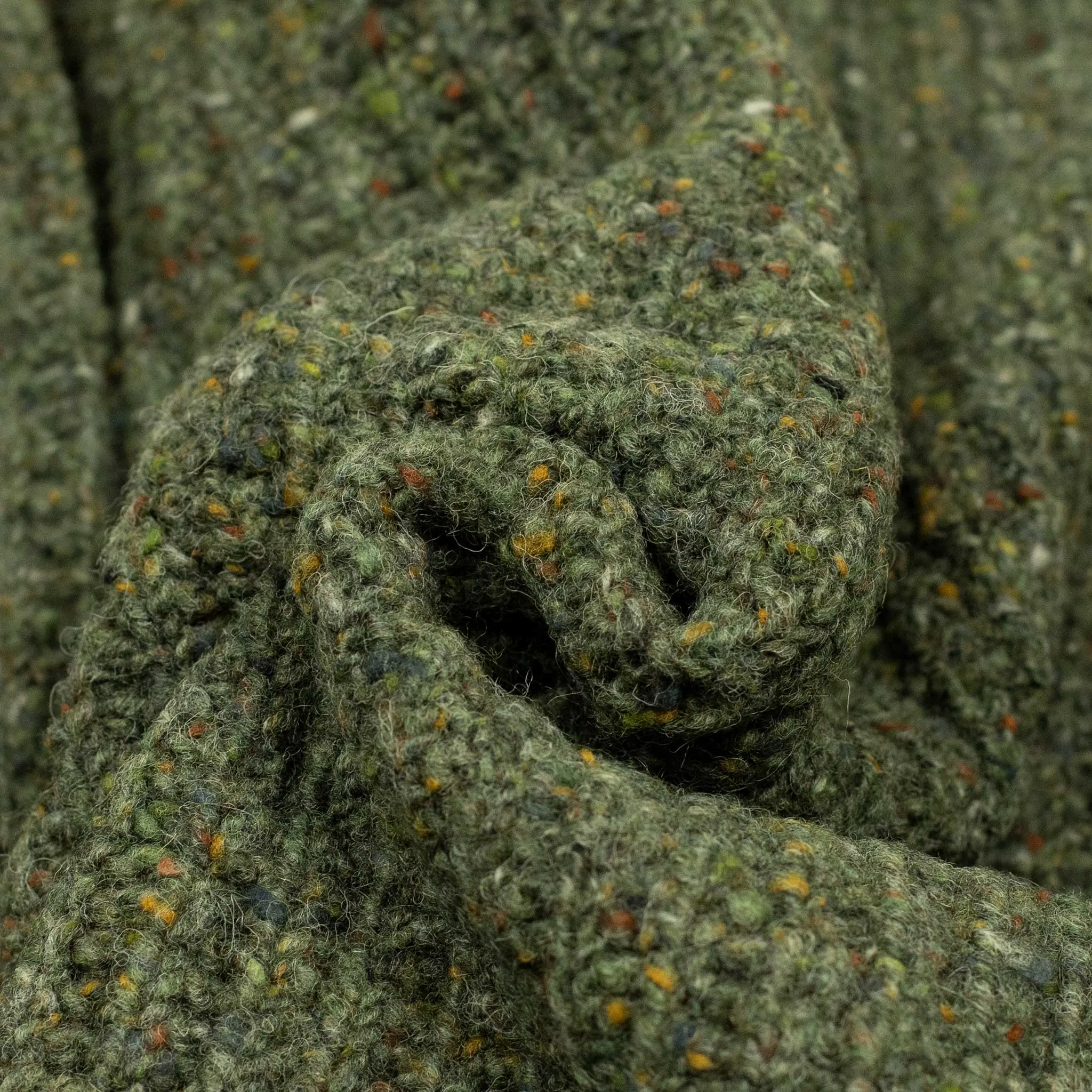 Chunky rib Irish Donegal wool sweater in "Olive Drab"