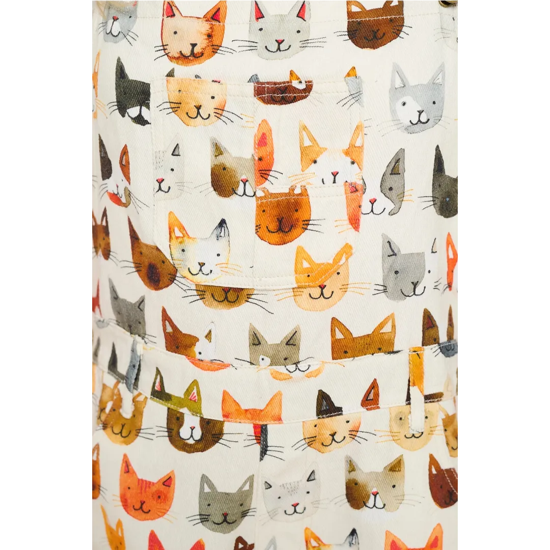 Colorful Cat Face Print Overalls