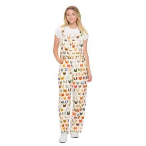 Colorful Cat Face Print Overalls