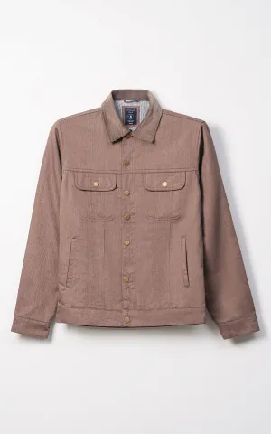 CORDUROY COLLAR FULL SLEEVE JACKET BROWN