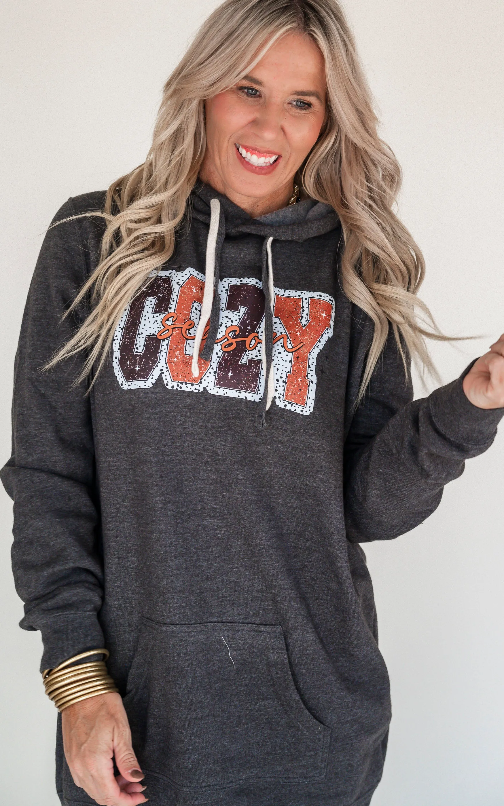 Cozy Season Dark Grey Graphic Hoodie