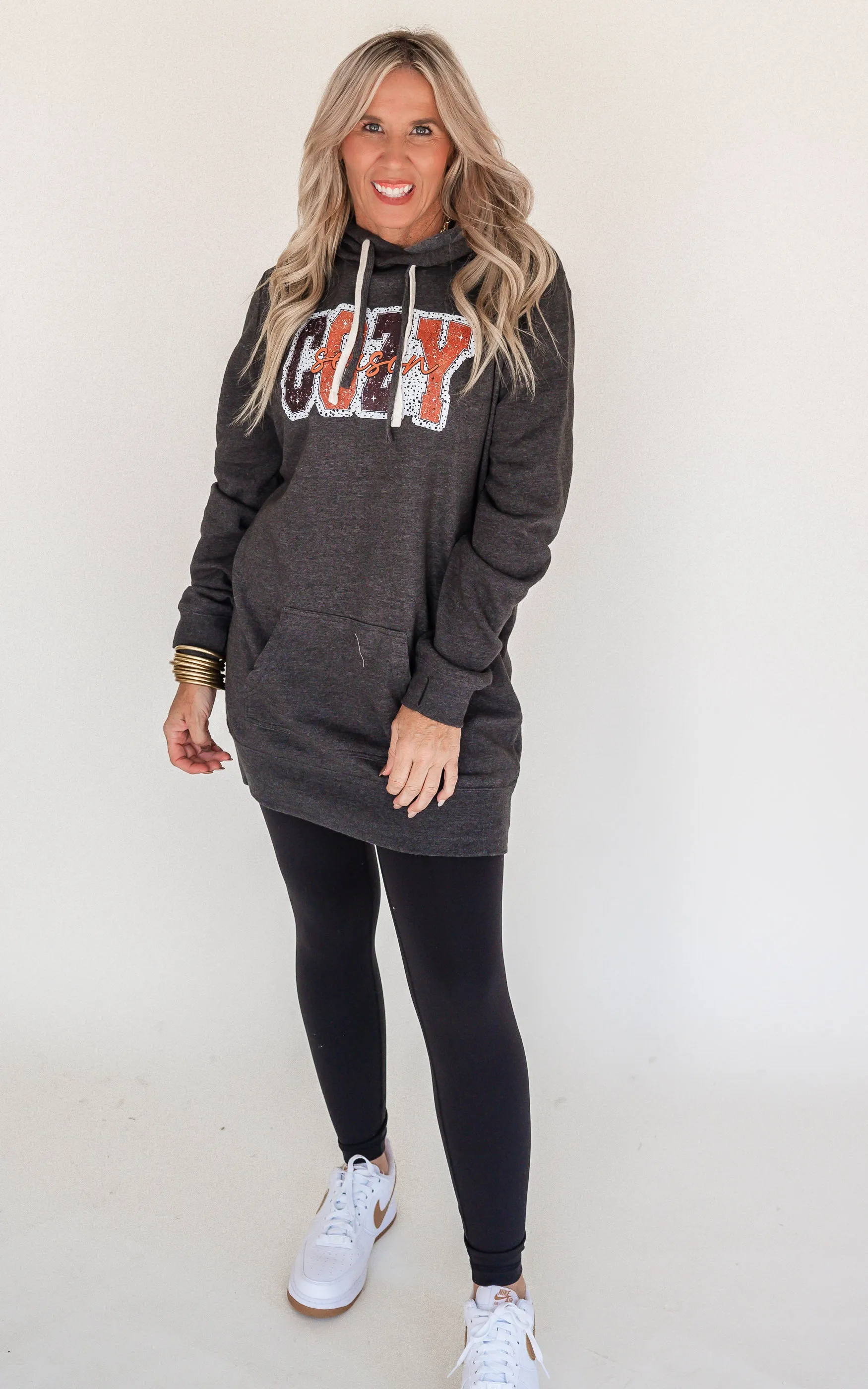 Cozy Season Dark Grey Graphic Hoodie