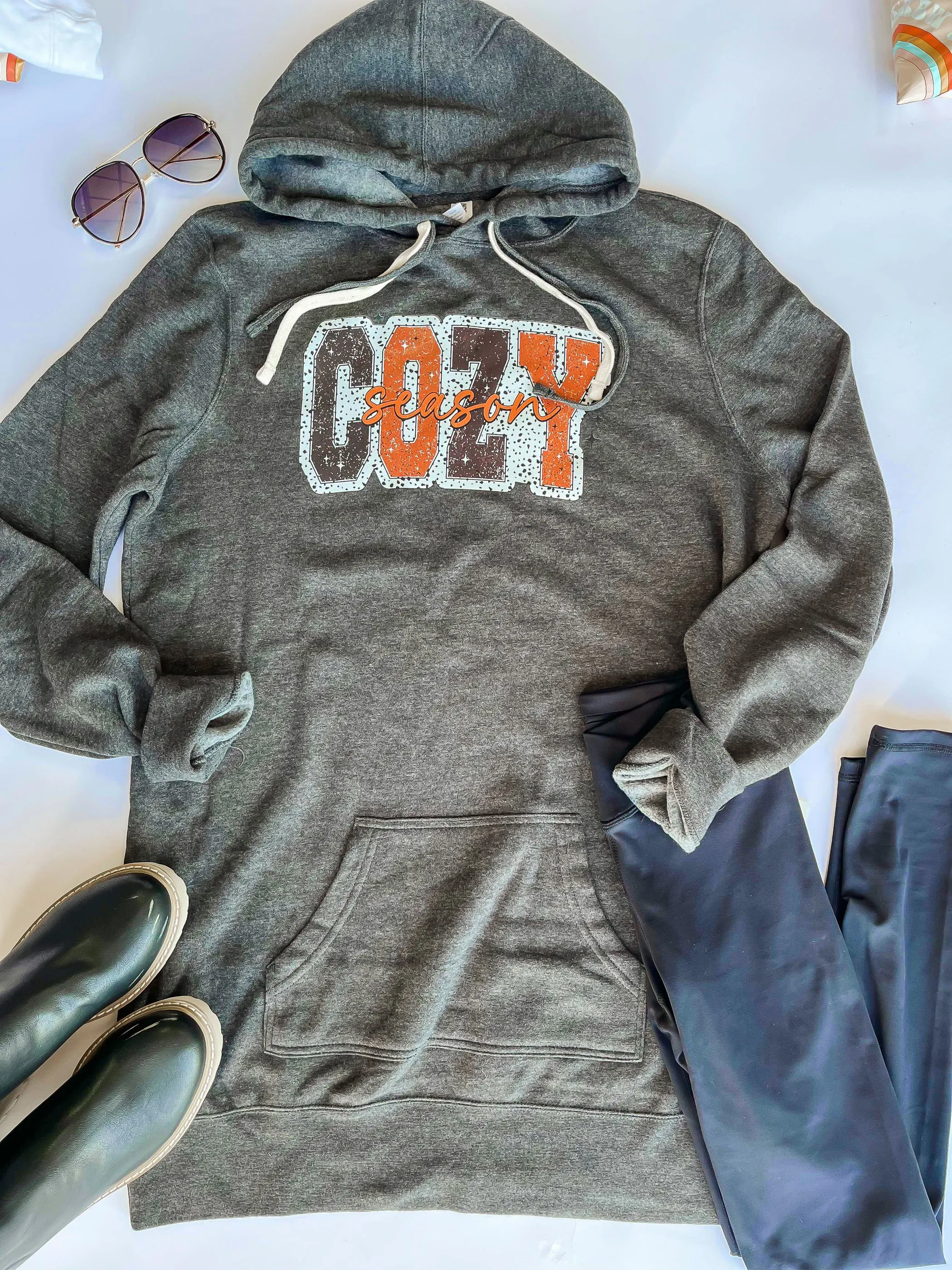 Cozy Season Dark Grey Graphic Hoodie