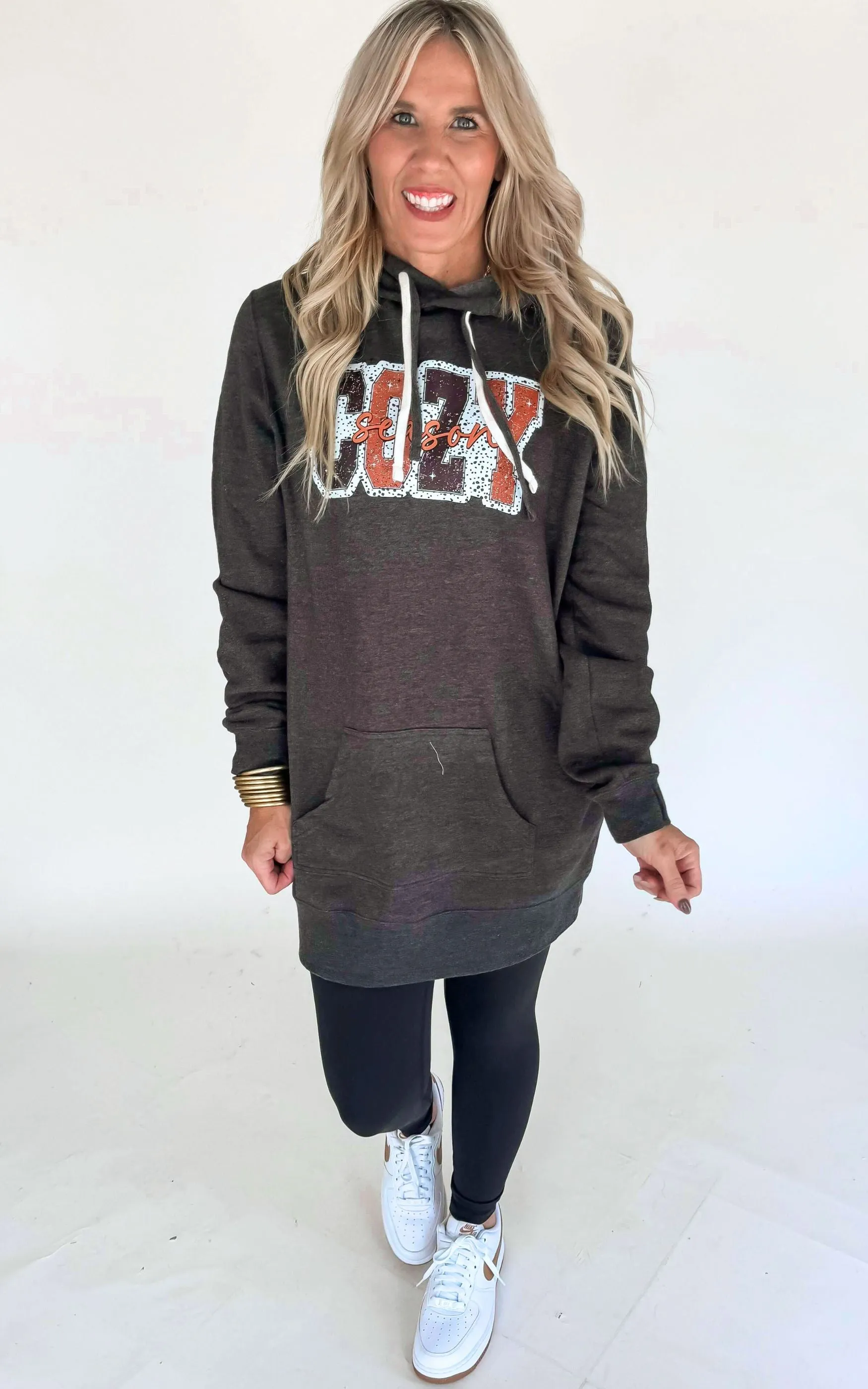 Cozy Season Dark Grey Graphic Hoodie