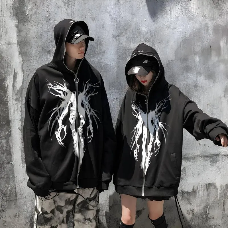 Cyberpunk Ghost Full Zip-Up Hoodie