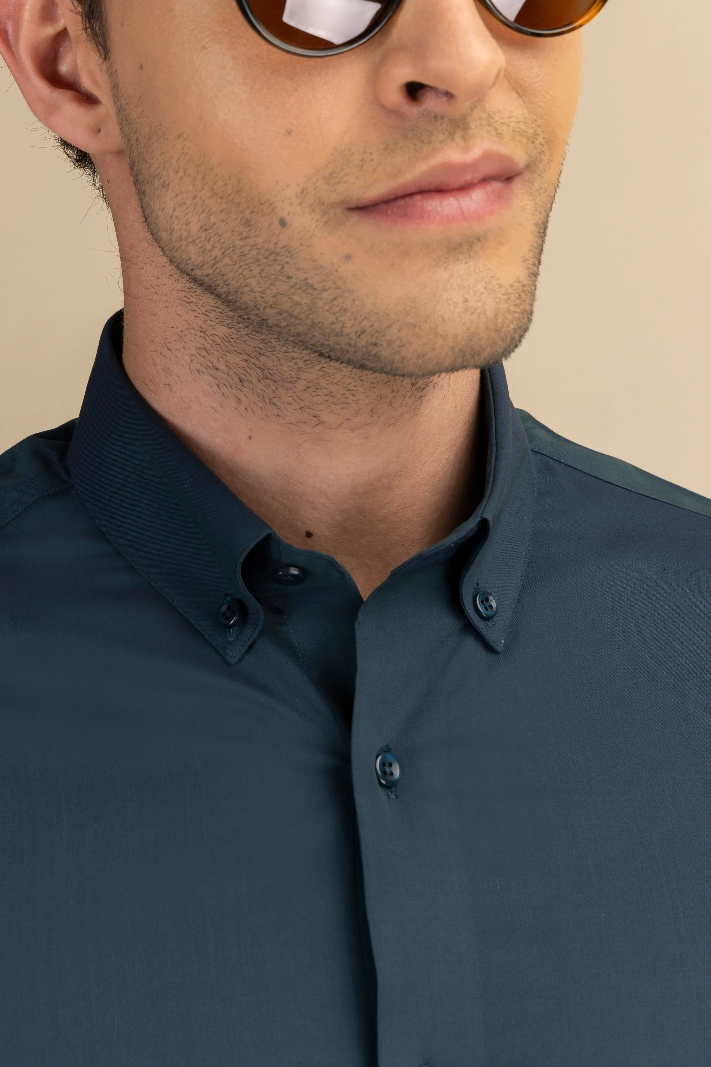 Dark Green Poplin Solid Shirt