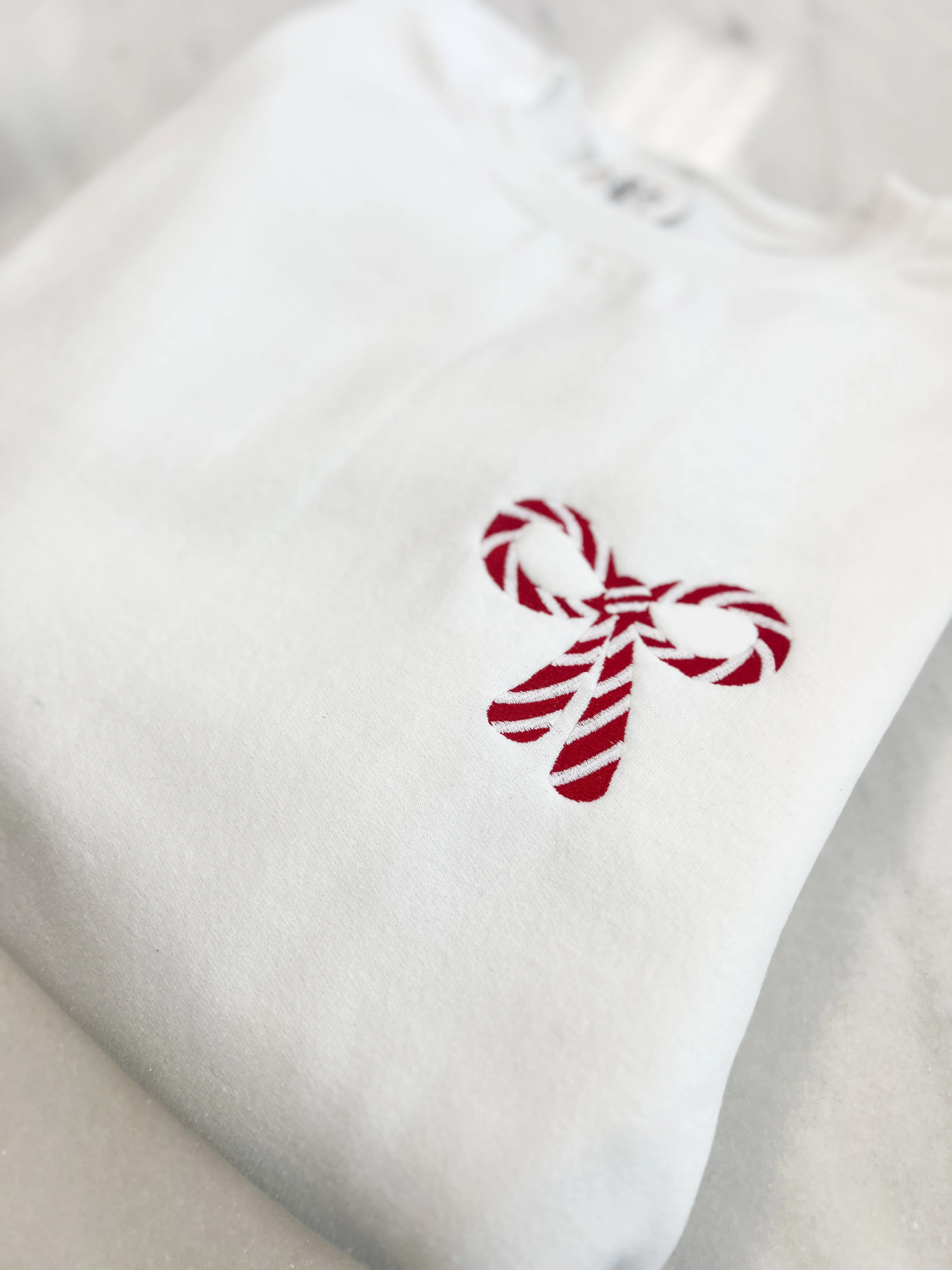 Embroidered Peppermint Bow Sweatshirt