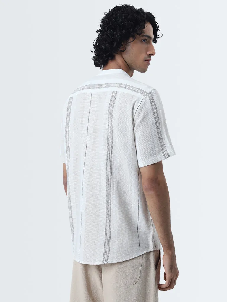 ETA Off-White Textured Resort-Fit Cotton Shirt