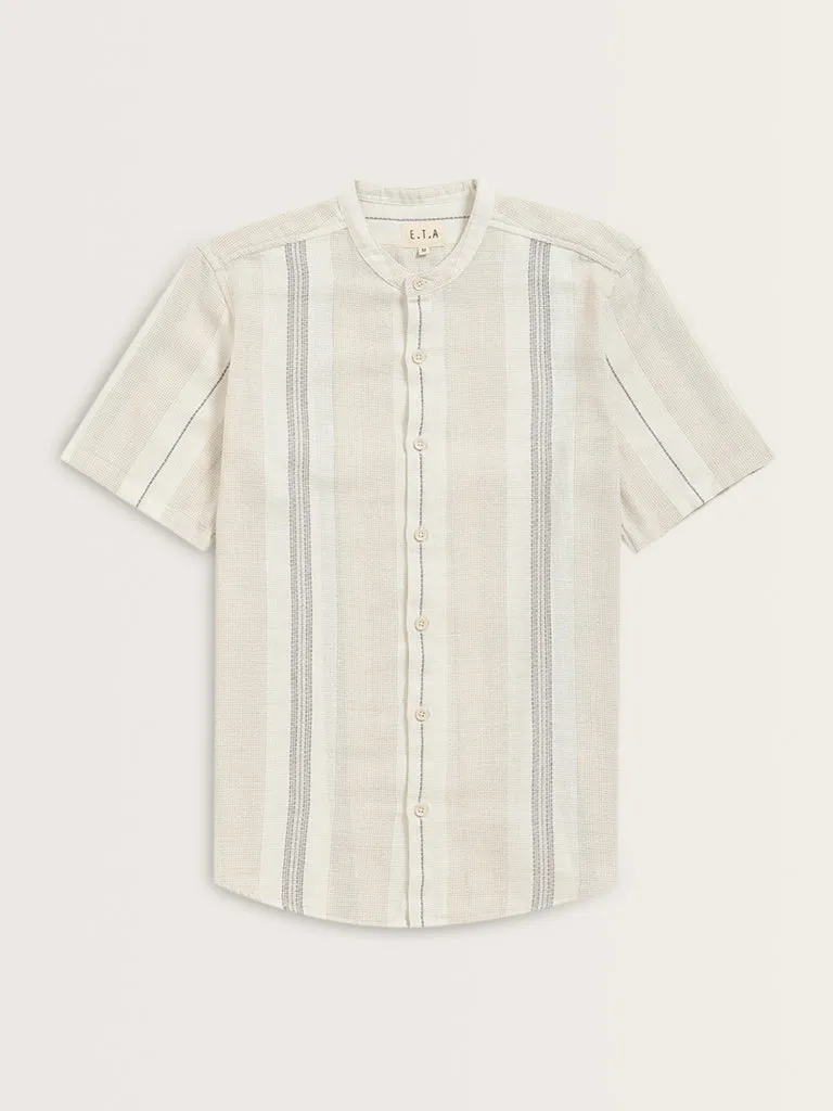 ETA Off-White Textured Resort-Fit Cotton Shirt