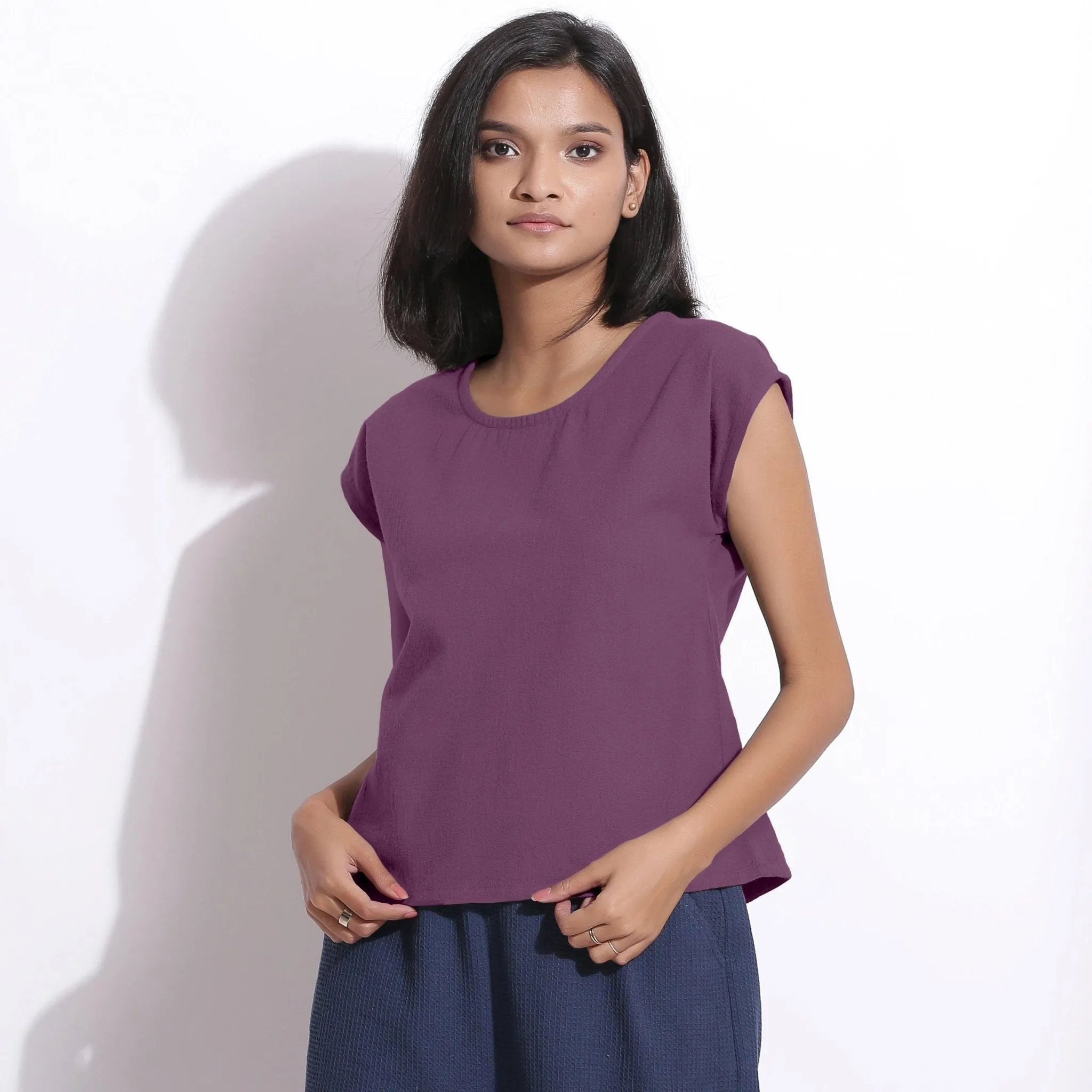 Grape Wine Warm Cotton Flannel Essential Top