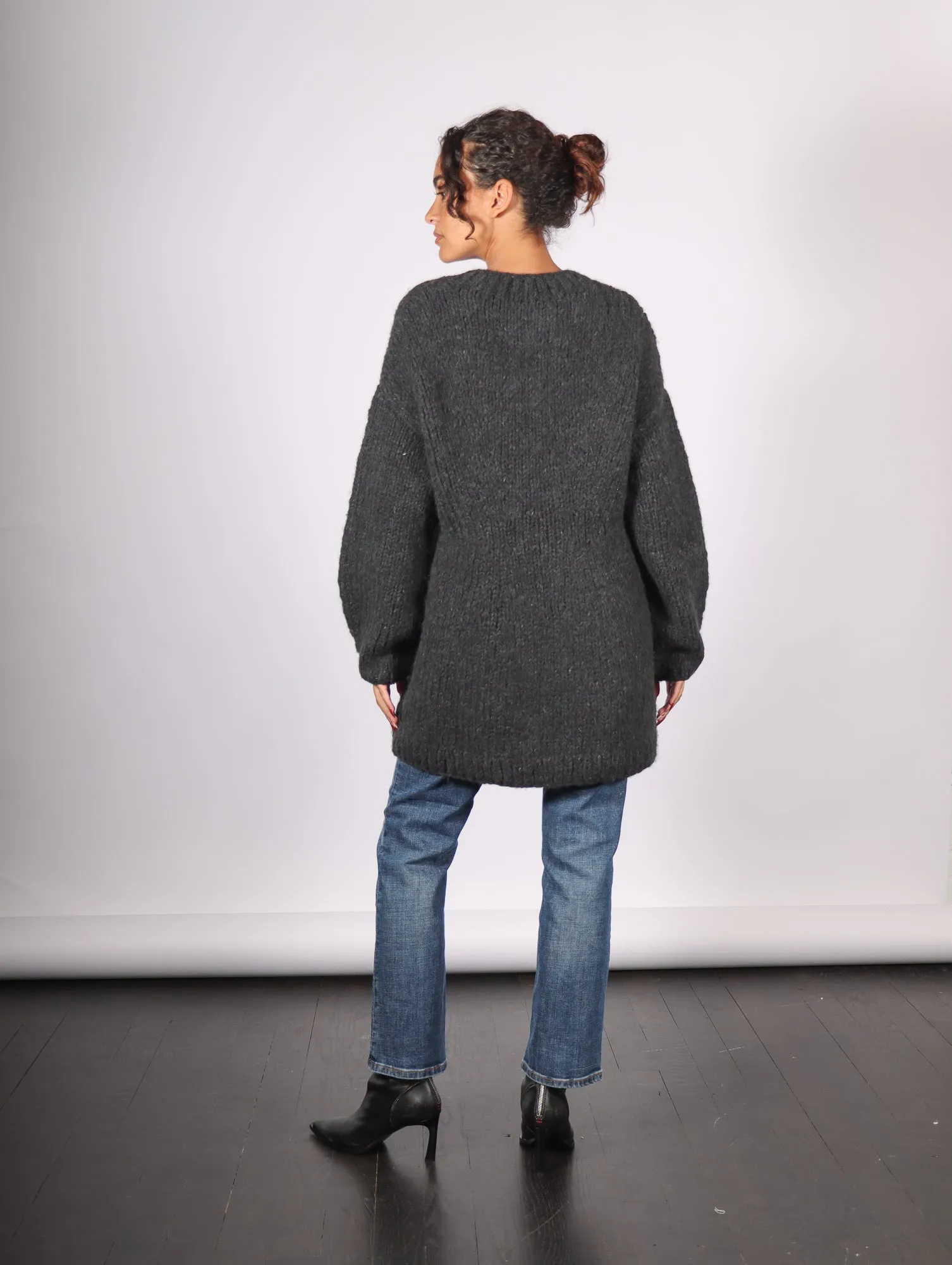 Hand Knit Peplum Pullover in Ink by Lauren Manoogian