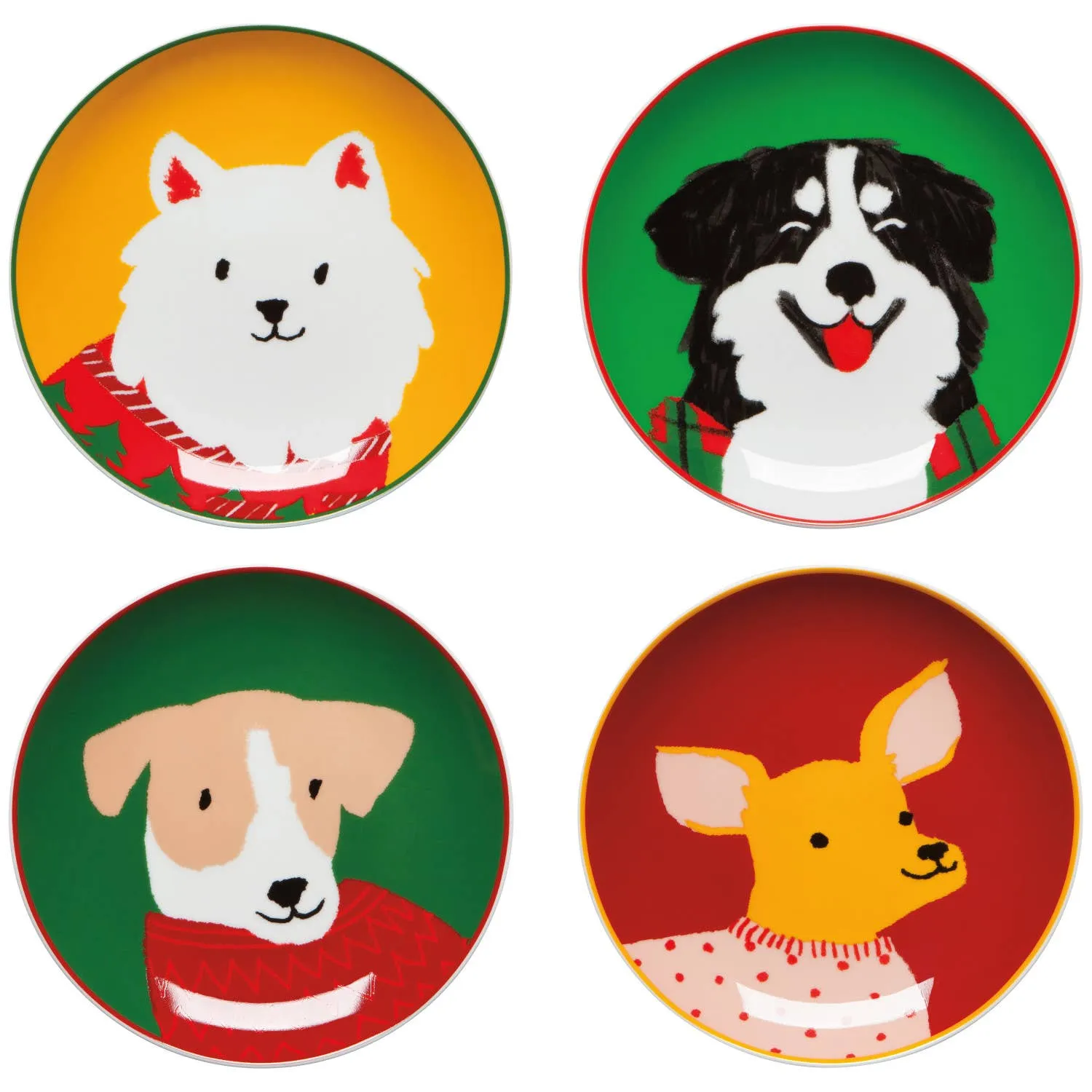 Holiday Hounds Appetizer Plates - Set of 4