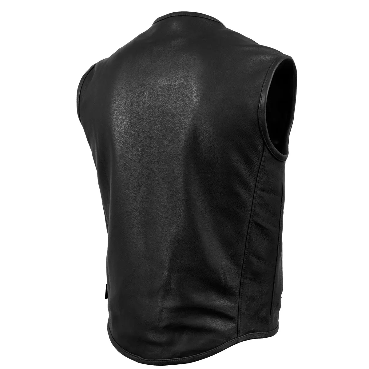 Hot Leathers VSM5001 USA Made Men's 'Steerhide' Black Premium Leather Club Style Vest