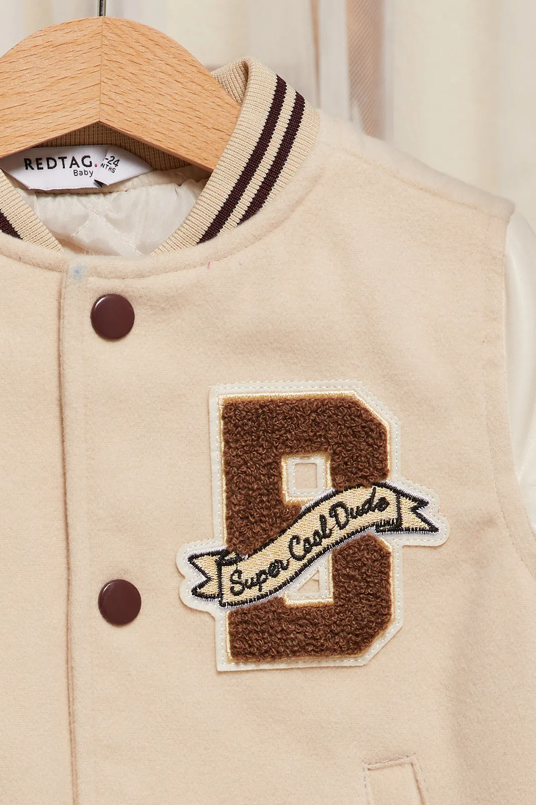 Infant Boys Cream Base Ball Jacket