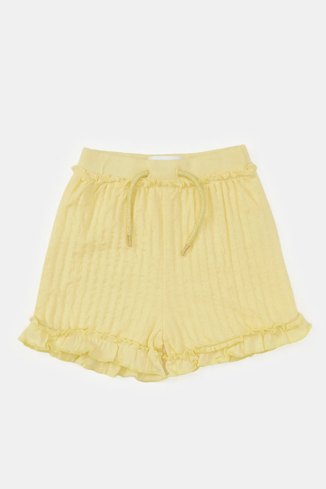 Infant Girls Yellow Jacquard Shorts