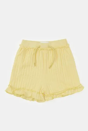 Infant Girls Yellow Jacquard Shorts