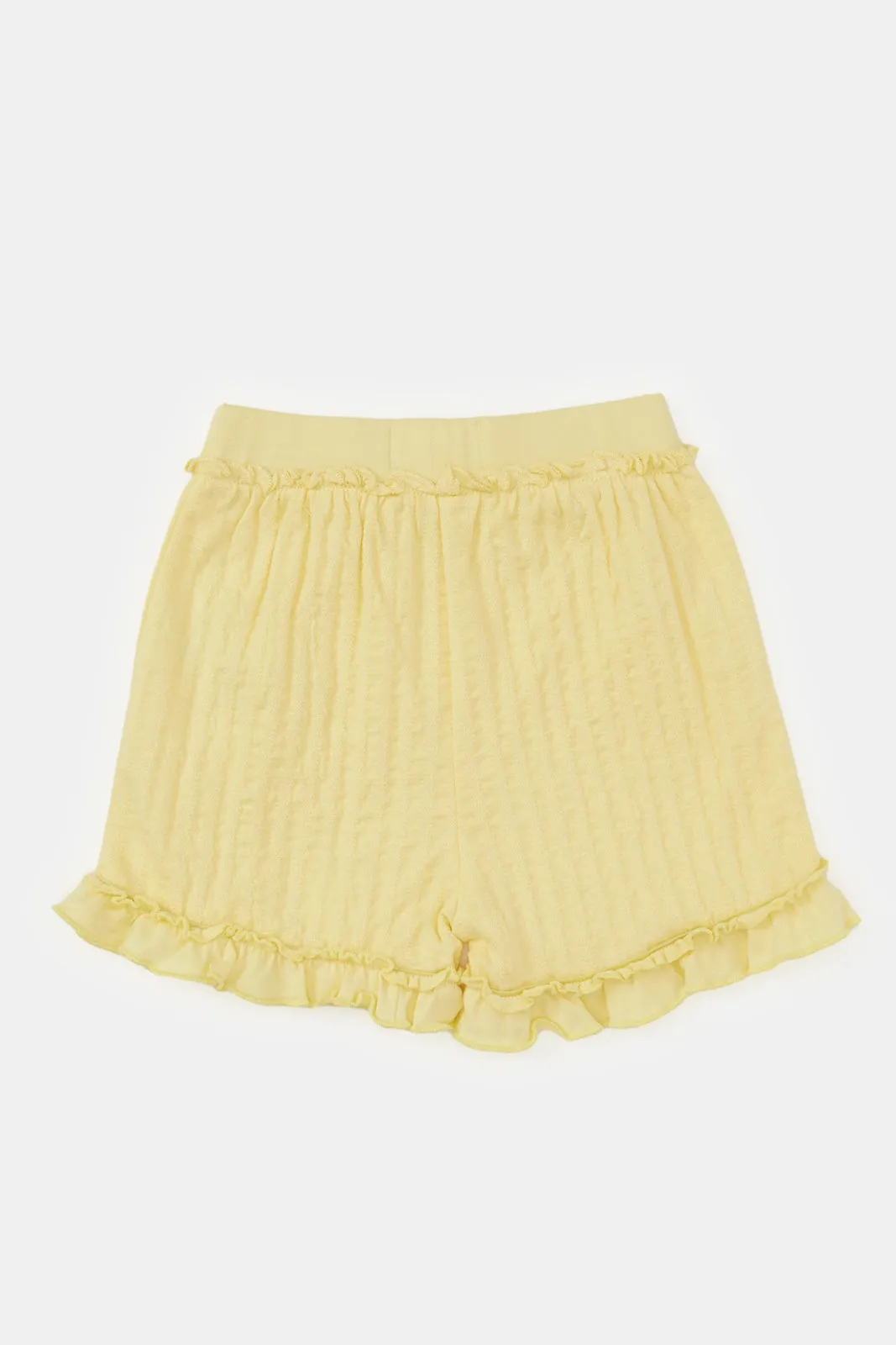 Infant Girls Yellow Jacquard Shorts