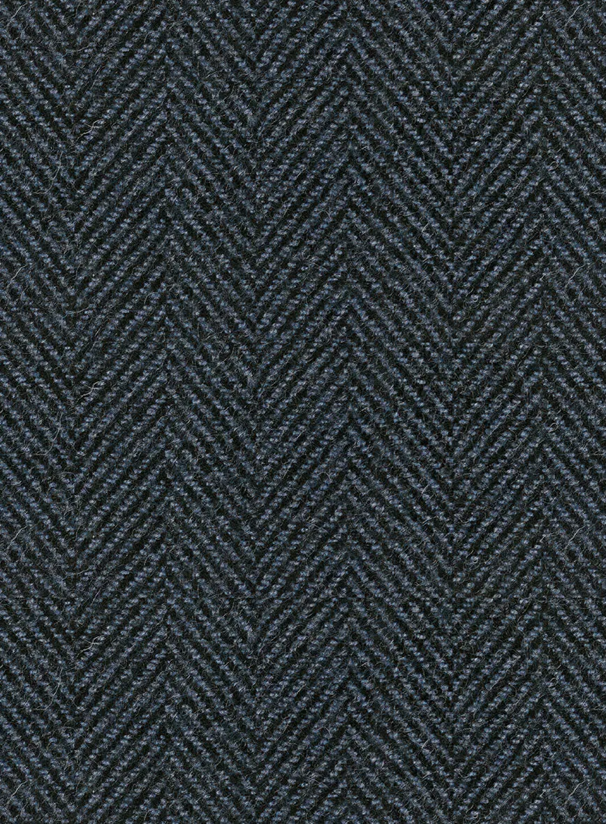 Italian Highlander Blue Herringbone Tweed Overcoat