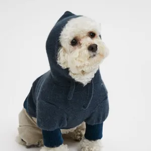 italian navy angora hoody sweater