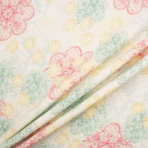 Ivory/Pink 4 Ply Printed Silk Crêpe Cady