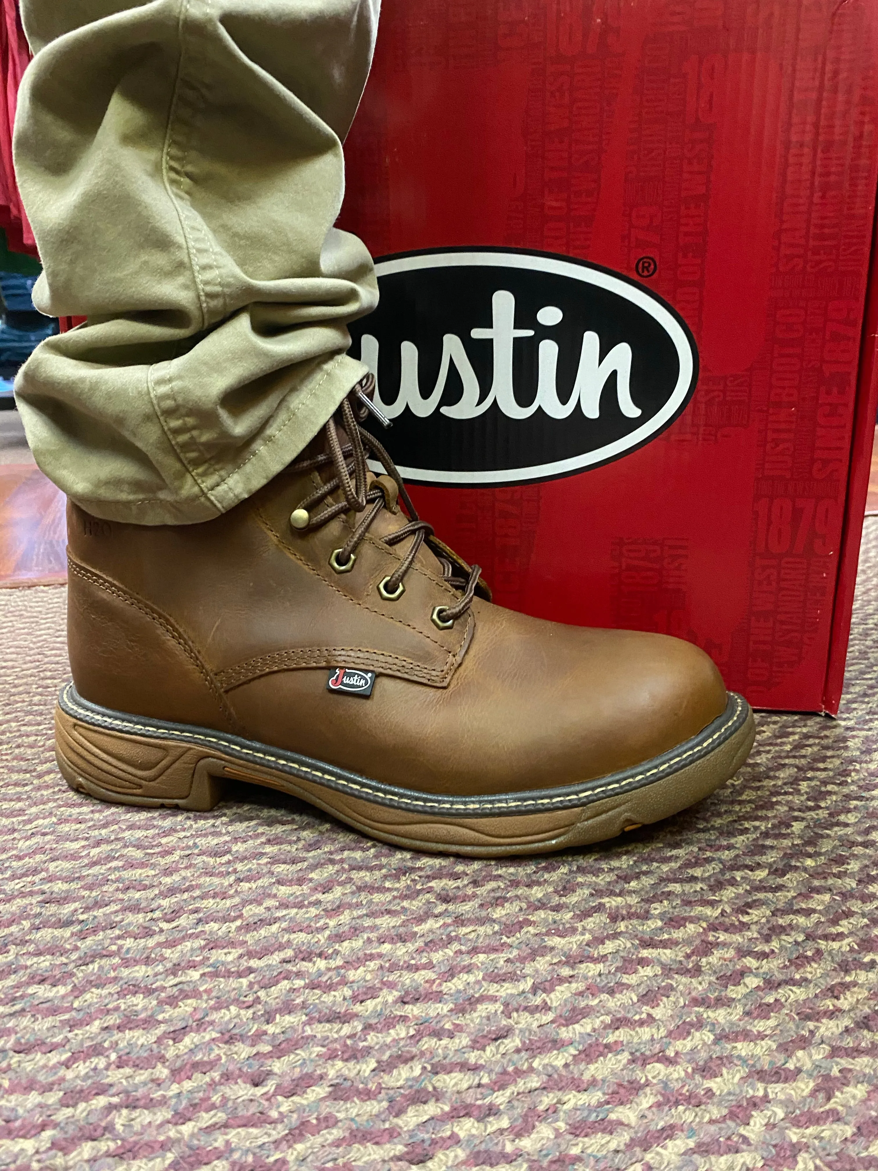 Justin Men's Barley Brown 6" Lace Up Work Boot SE465