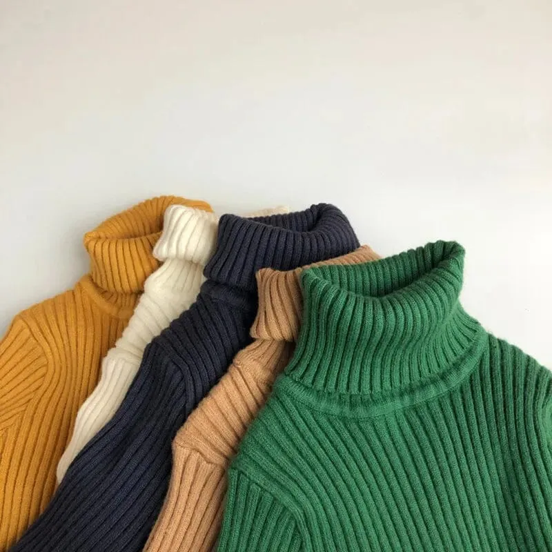 Kids Solid Color Sweaters | The Exquisite Knitted Turtleneck Pullover