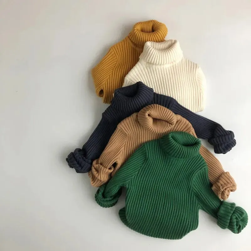 Kids Solid Color Sweaters | The Exquisite Knitted Turtleneck Pullover