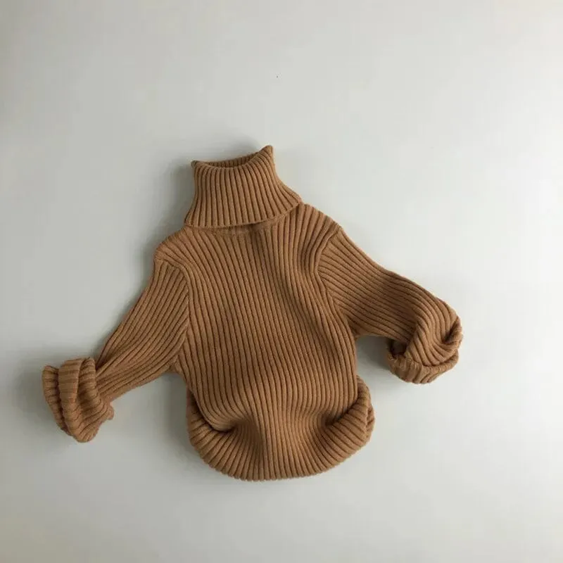 Kids Solid Color Sweaters | The Exquisite Knitted Turtleneck Pullover