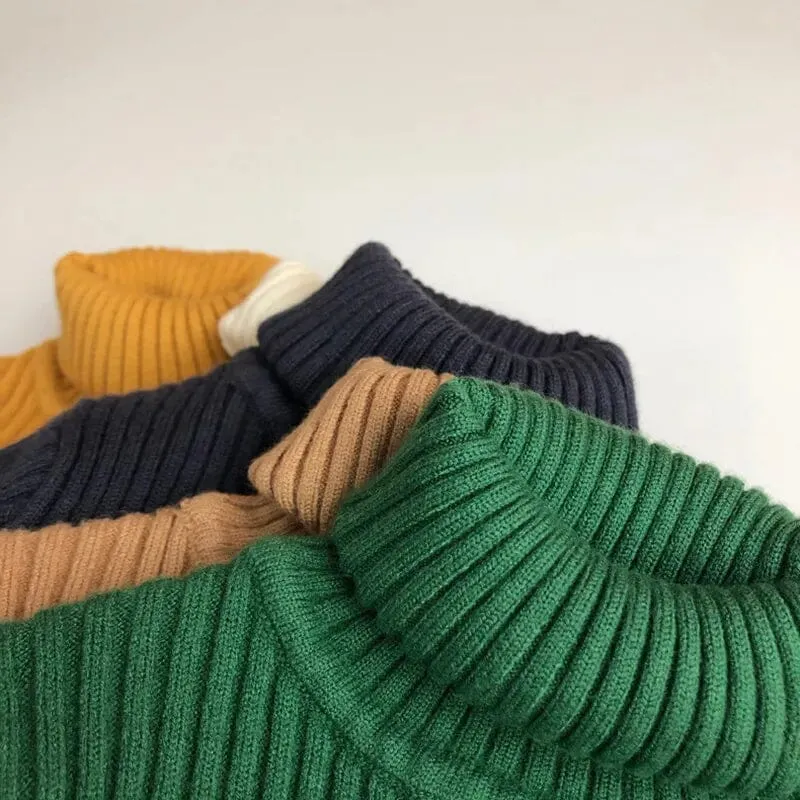 Kids Solid Color Sweaters | The Exquisite Knitted Turtleneck Pullover