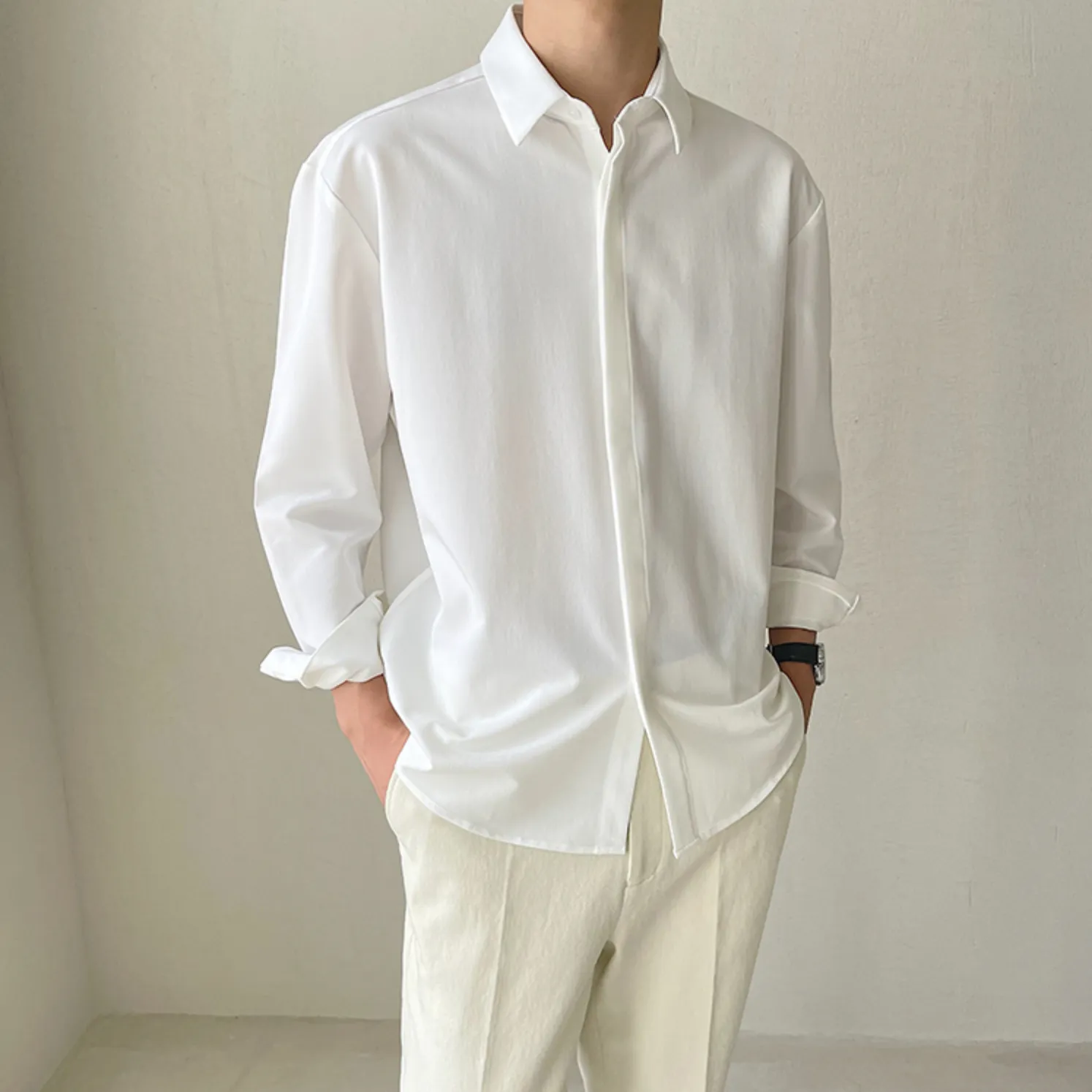 [Korean Style] 4 Colors Turn-down Collar Shirts