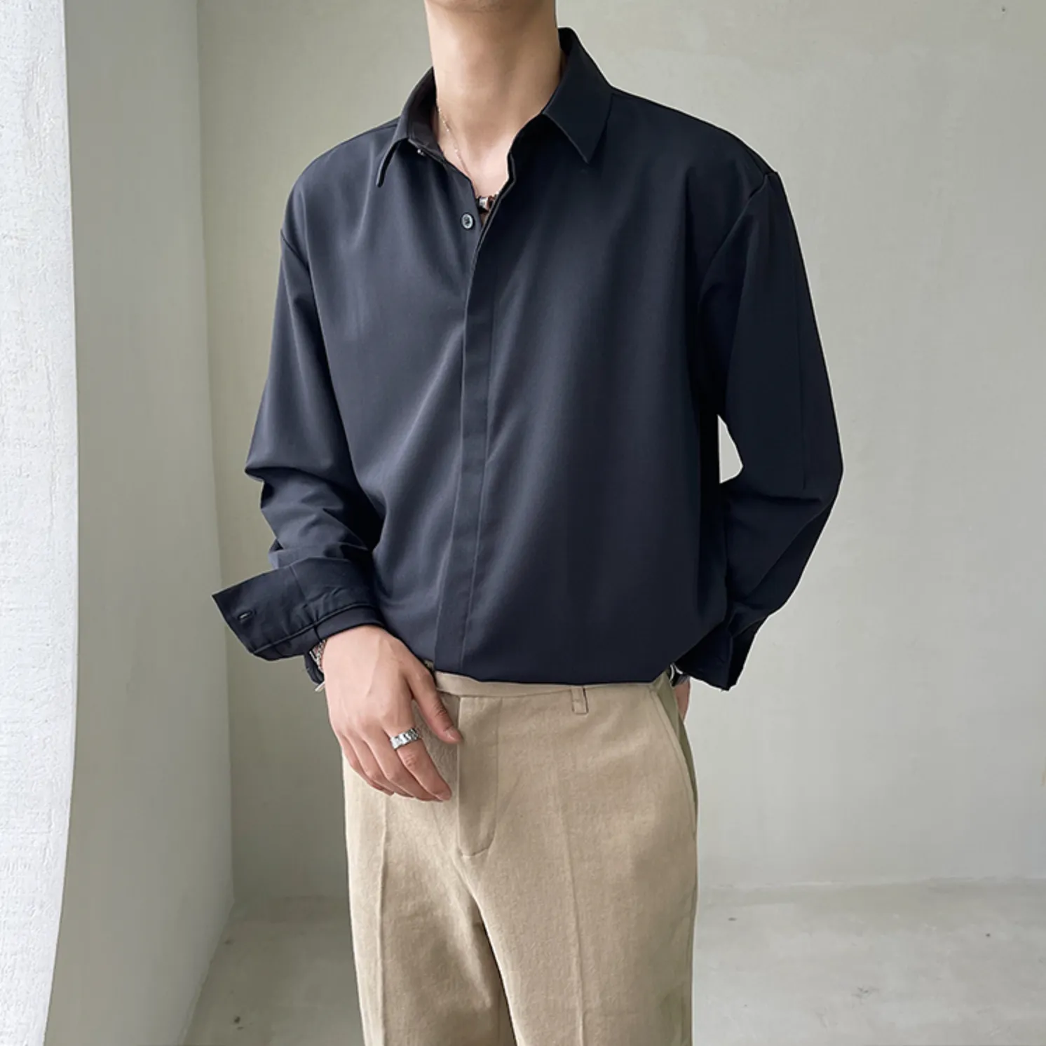 [Korean Style] 4 Colors Turn-down Collar Shirts