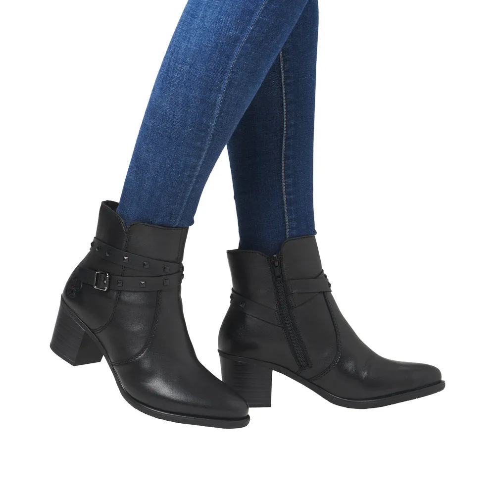 Ladies Rieker Boot Black Leather Zip Y2059-00 sale