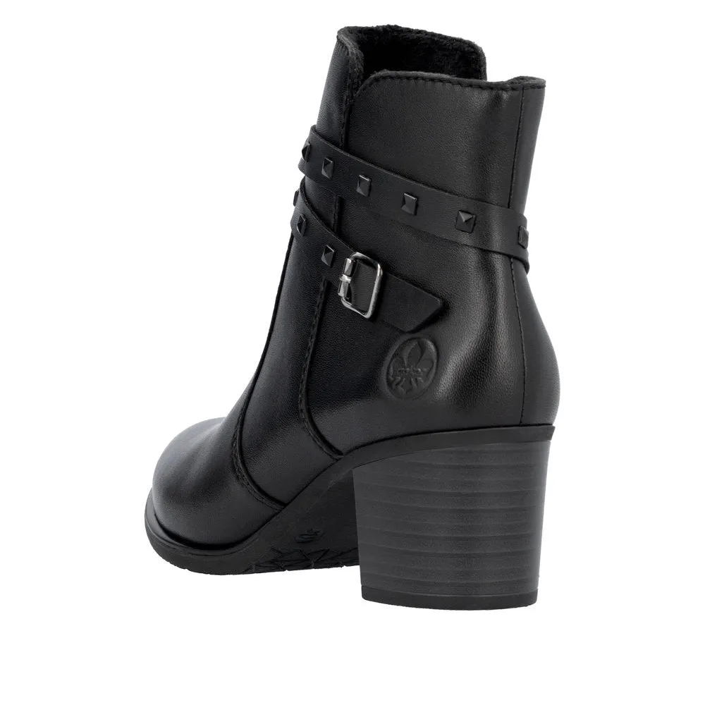 Ladies Rieker Boot Black Leather Zip Y2059-00 sale