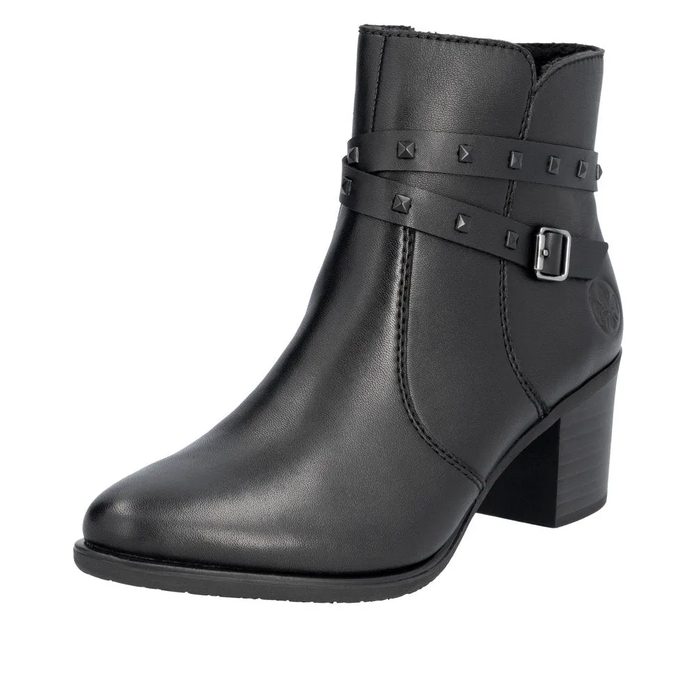 Ladies Rieker Boot Black Leather Zip Y2059-00 sale