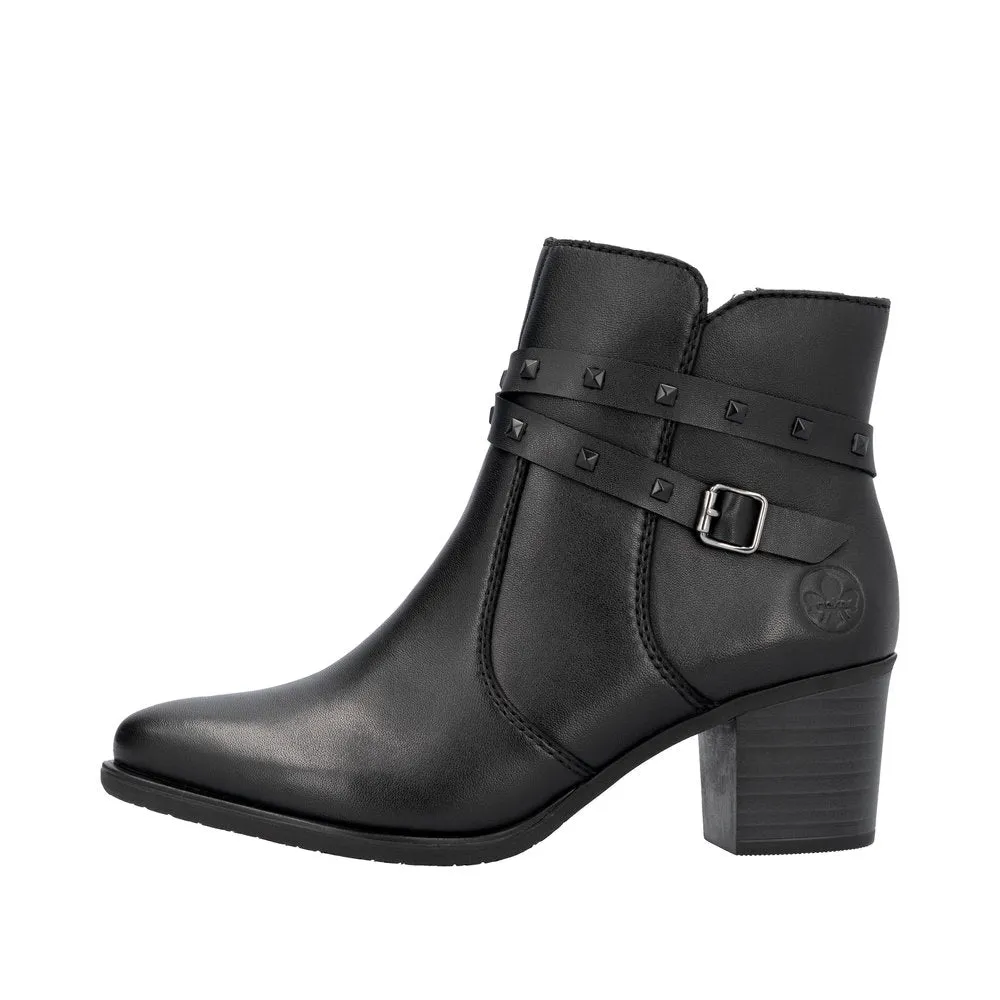 Ladies Rieker Boot Black Leather Zip Y2059-00 sale