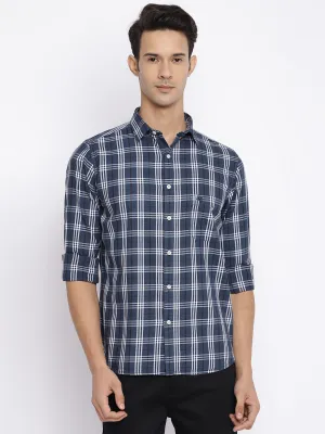 Men's Dark Grey Casual Medium Checks Full Sleeve Shirt