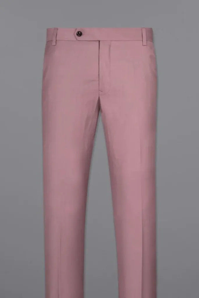 Men's Opium Pink Pants Male Casual Solid Color Comfortable Quality Pure Color Trouser